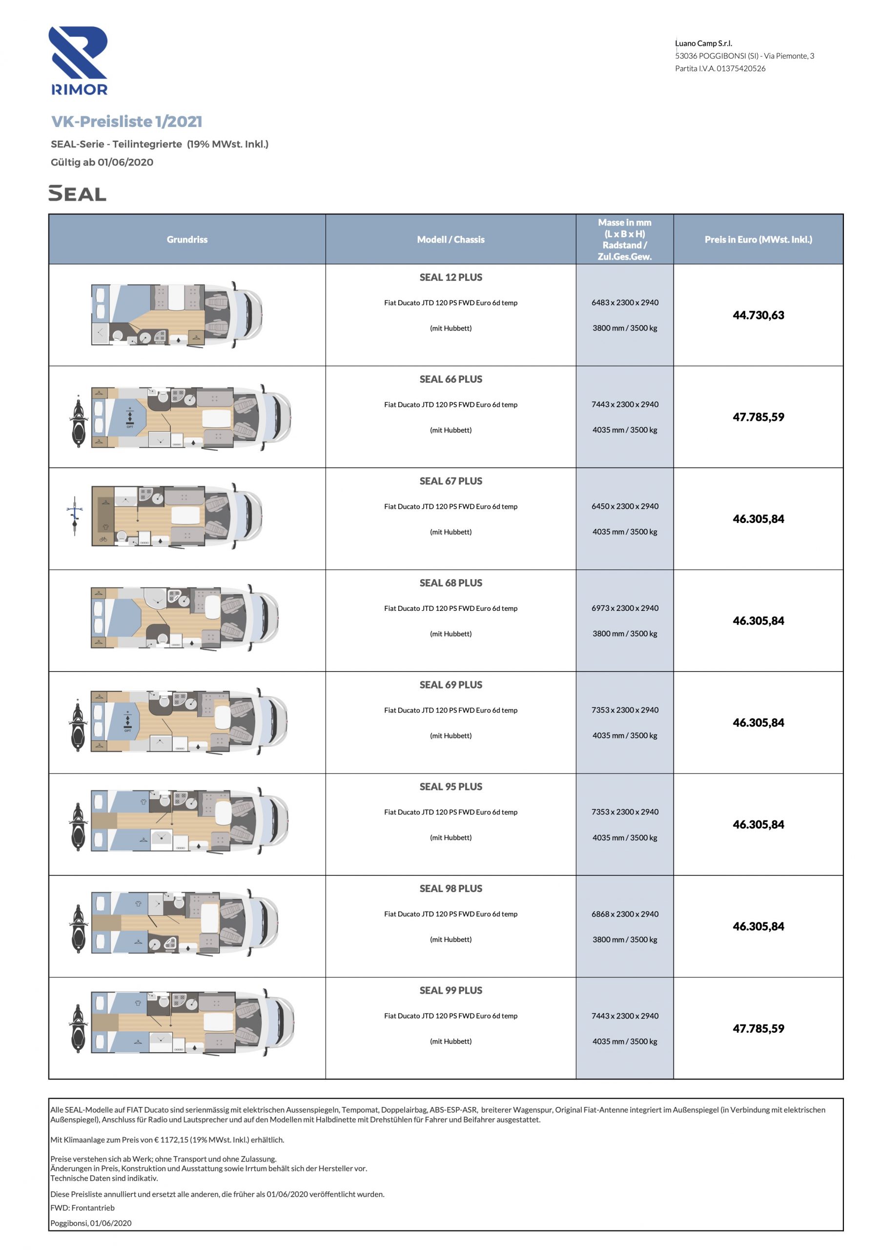 Rimor Wohnmobile Preisliste